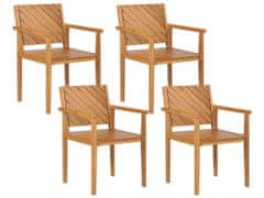 Beliani Sada 4 zahradních jídelních židlí z akáciového dřeva BARATTI