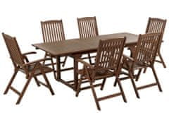 Beliani Zahradní souprava stolu a 6 židlí z akáciového dřeva tmavé dřevo AMANTEA
