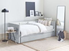 Beliani Sametová rozkládací postel 90 x 200 cm světle šedá CHAVONNE