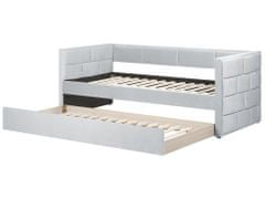 Beliani Sametová rozkládací postel 90 x 200 cm světle šedá CHAVONNE