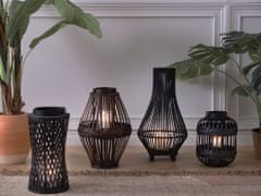 Beliani Bambusová lucerna na svíčku 30 cm černá BORACAY