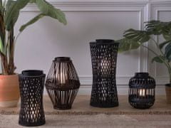 Beliani Bambusová lucerna na svíčku 43 cm tmavé dřevo PANAT