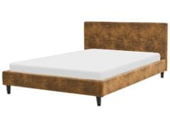 Beliani Čalouněná postel 140 x 200 cm hnědá FITOU