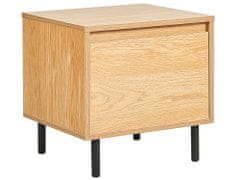 Beliani Noční stolek s 1 zásuvkou světlé dřevo NIKEA