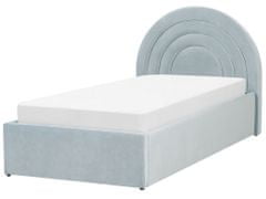 Beliani Sametová postel s úložným prostorem 90 x 200 cm světle modrá ANET