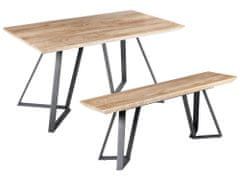 Beliani Jídelní souprava stolu a lavice světlé dřevo/černá UPTON