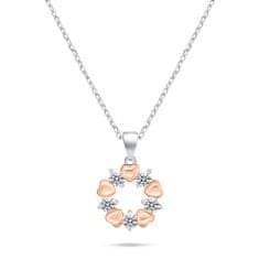 Brilio Silver Něžný bicolor set šperků se zirkony SET239WR (náušnice, náhrdelník)