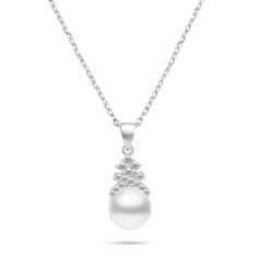 Brilio Silver Půvabný stříbrný set šperků s perlami SET238W (náušnice, náhrdelník)