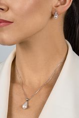 Brilio Silver Půvabný pozlacený set šperků s perlami SET238Y (náušnice, náhrdelník)