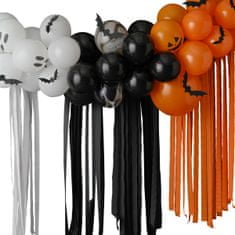 MojeParty Set balónků pro balónkovou girlandu Halloween Duchové/dýně 50 ks s netopýry a stuhami