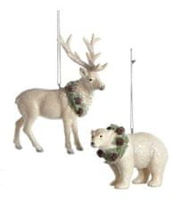 kurt adler Vánoční ozdoba - Bílý jelen / medvěd, 1ks