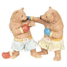 Clayre & Eef Dekorativní soška boxujících medvědů - 13*5*11 cm
