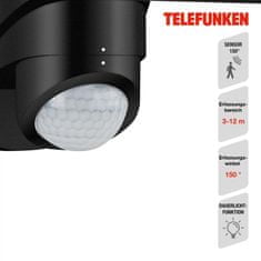 BRILONER BRILONER TELEFUNKEN LED venkovní bodové svítidlo s čidlem, 26,3 cm, 20 W, černá TF 304405TF