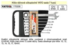 YATO  Klíče ráčnové sada 7 kusů očkoploché 10-19mm