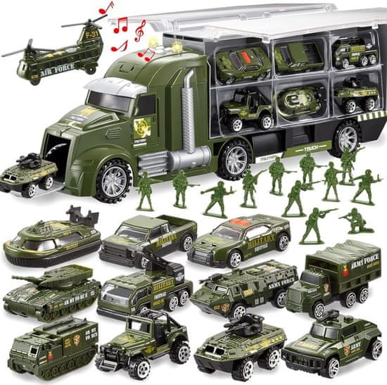 INTEREST Nákladní auto + 12 ks vojenských vozidel + 12 vojáků Joyin.