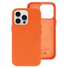 Kryt Leather Magsafe Apple iPhone 14 Pro Max , barva oranžová