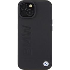 Bmw Originální pouzdro Magsafe Leather Hot Stamp BMHMP15MSLLBK pro Iphone 15 Plus Black