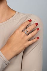 Brilio Silver Třpytivý stříbrný otevřený prsten se zirkony RI076W
