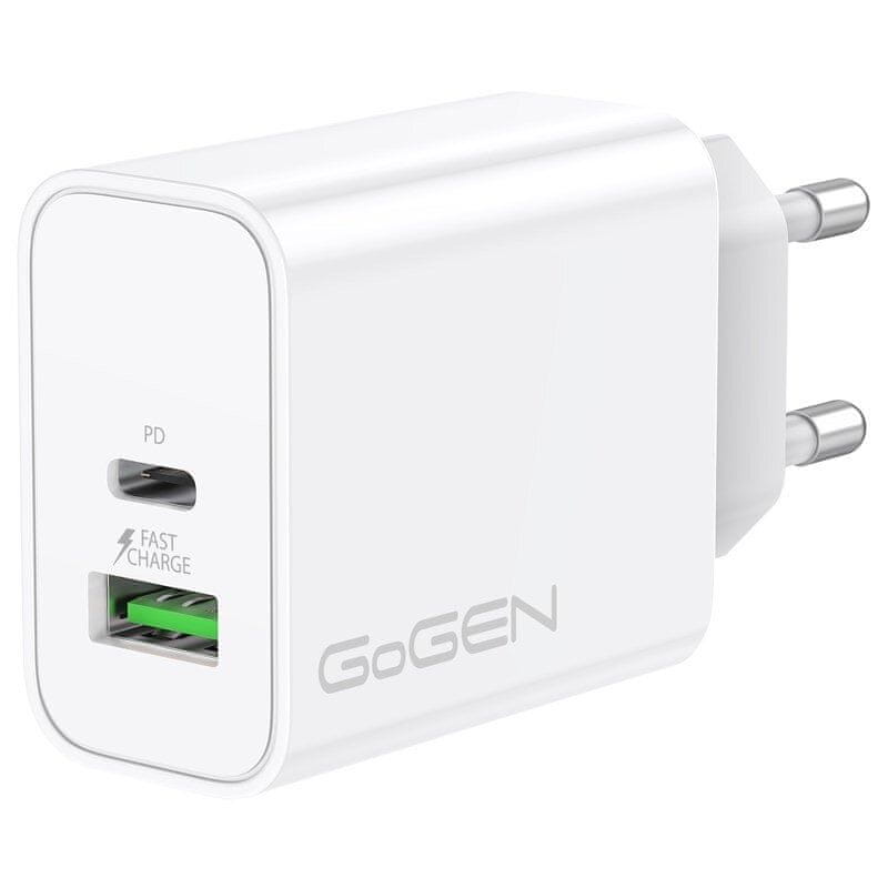 Levně GoGEN síťová nabíječka s USB/USB-C, PD 30W a Fast Charge, ACHPD 230 W, bílá (GOGACHPDQ230W)