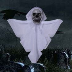 Korbi Hlava zavěšené lebky, halloweenská dekorace, děsivý ornament, Bílý