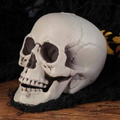 Korbi Umělá lebka, šedě stínovaná lebka, halloweenská dekorace, 20cm