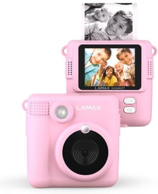 instantní fotoaparát pro děti lamax instakid1 krásný design rolička termopapíru skvělé efekty a rámečky nabíjecí baterie hry 8mpx rozlišení