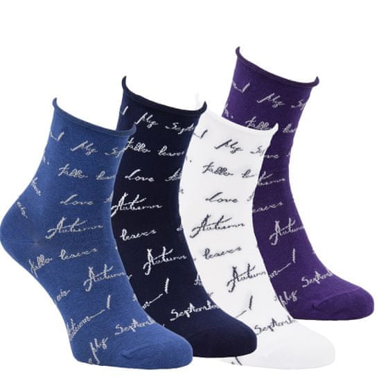 Zdravé Ponožky  DÁMSKÉ zdravotní barevné vzorované ruličkové ponožky bez gumiček 6104923 4-pack