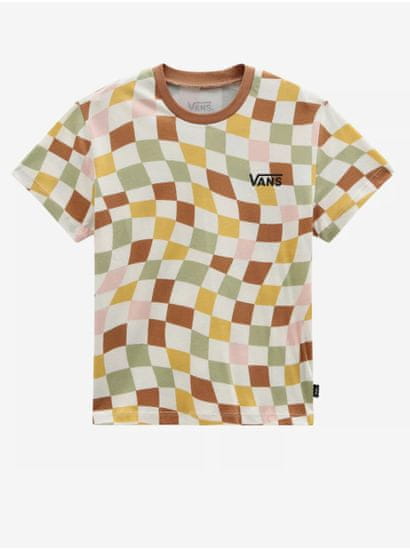 Vans Bílo-hnědé holčičí kostkované tričko VANS Checker Print