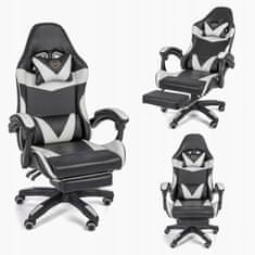 TopKing Herní židle s podnožníkem černo-bílá
