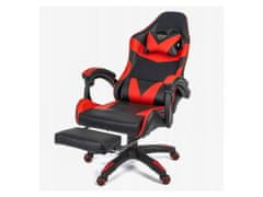 TopKing Herní židle s podnožníkem černo-červená