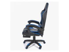 TopKing Herní židle s podnožníkem černo-modrá