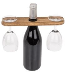 Gifty City Dřevěný držák na sklenice a na láhev vína
