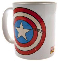 CurePink Bílý keramický hrnek Marvel|Captain America: Shield|Štít (objem 315 ml)