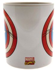 CurePink Bílý keramický hrnek Marvel|Captain America: Shield|Štít (objem 315 ml)
