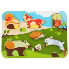 225 Lesní zvířátka - dřevěné vkládací puzzle 7 dílů