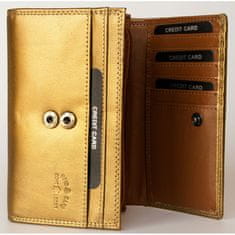 FLW Zlatá středně velká kožená peněženka z měkké kozí kůže s ochranou dat na kartách (RFID)