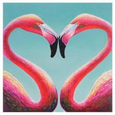 MCW Olejomalba Flamingo, 100% ručně malovaná nástěnná malba XL, 90x90cm