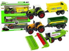 shumee Souprava zemědělské techniky, traktory s přívěsy a kombajn