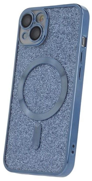 Levně Forever Silikonové TPU pouzdro Mag Glitter Chrome pro iPhone 15 Plus modré (TPUAPIP15PLMGCTFOBL)