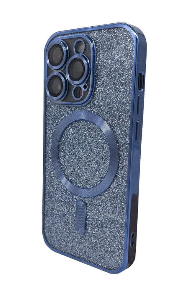 Levně Forever Silikonové TPU pouzdro Mag Glitter Chrome pro iPhone 12 Pro modré (TPUAPIP12PMGCTFOBL)