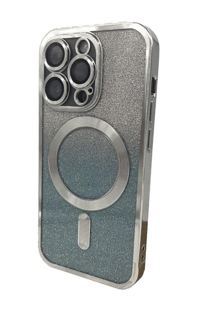 Forever Silikonové TPU pouzdro Mag Glitter Chrome pro iPhone 15 Pro stříbrné (TPUAPIP15PMGCTFOSI)