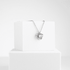 Lovilion Mé ženě - náhrdelník s přívěskem pozlaceným 14 karátovým bílým zlatem s krystaly zirkonů STELLA_LOVEBOX