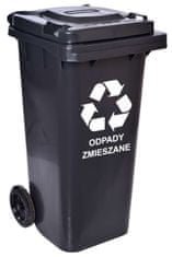 shumee Nádoba na odpad 120L, černý odpadkový koš