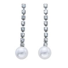 Elegantní náušnice s krystaly a perlou 42112.R