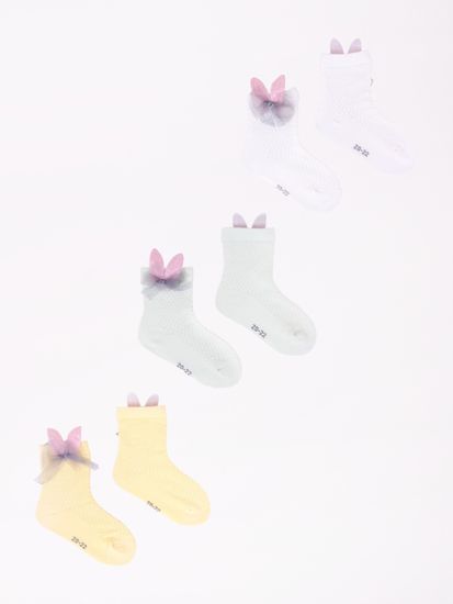 YOCLUB Yoclub Kotníkové ponožky bez vzoru lodiček - 3 balení SKC/3D-AP/3PAK/GIR/001 White