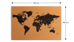 Allboards korková nástěnka mapa světa 60 x 40 cm,TK64_MAP