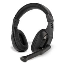 setty. kabelová sluchátka přes hlavu s mikrofonem, 150 cm, mini jack 3,5 mm, černá (GSM108794)