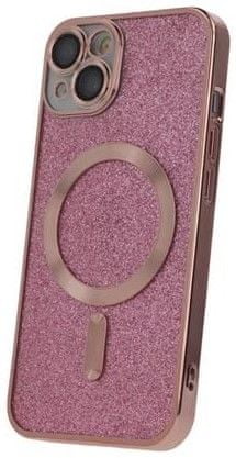 Levně Forever Silikonové TPU pouzdro Mag Glitter Chrome pro iPhone 15 plus růžové (TPUAPIP15PLMGCTFOPI)