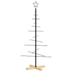 Greatstore Kovový vánoční stromeček s dřevěnou základnou černý 120 cm