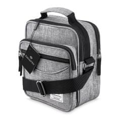 ZAGATTO Pánský sáček šedý, malá sportovní taška přes rameno, nepromokavý materiál, pohodlný nastavitelný ramenní popruh, 2 přihrádky a 3 kapsy, ideální pro každodenní použití a cestování, 25x21x6 / ZG55